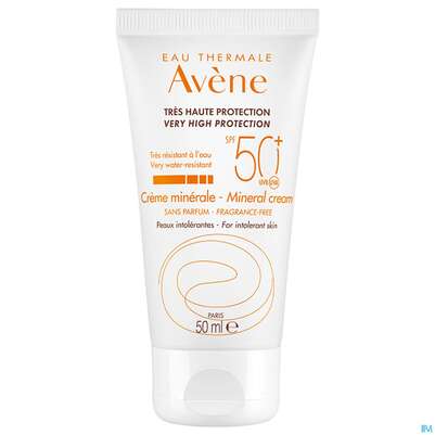 Sie sehen eine Packung Avène Mineralische Sonnencreme Spf 50+ 50ml, Produktbild: 12 Avène Mineralische Sonnencreme Spf 50+ 50ml, A-Nr.: 2993407 - 12