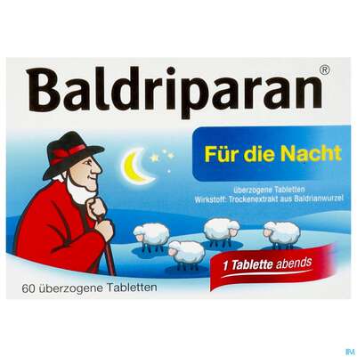 Sie sehen eine Packung Baldriparan Fuer Die Nacht Ueberzogene Tabl 60st, Produktbild: 01 Baldriparan Fuer Die Nacht Ueberzogene Tabl 60st, A-Nr.: 4452420 - 01