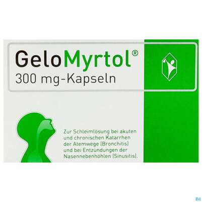 Sie sehen eine Packung Gelomyrtol Kapseln 300mg 50st, Produktbild: 01 Gelomyrtol Kapseln 300mg 50st, A-Nr.: 3516365 - 01