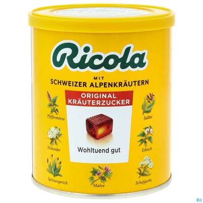 Sie sehen eine Packung Ricola Schweizer Kraeuterzucker Dose 250g, Produktbild: 01 Ricola Schweizer Kraeuterzucker Dose 250g, A-Nr.: 5627554 - 01
