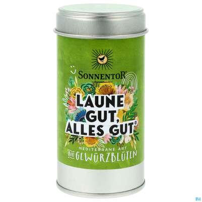 Sie sehen eine Packung Sonnentor Gewuerzzubereitung Bio Laune Gut, Alles Gut Streudose 07377 25g, Produktbild: 01 Sonnentor Gewuerzzubereitung Bio Laune Gut, Alles Gut Streudose 07377 25g, A-Nr.: 3391053 - 01