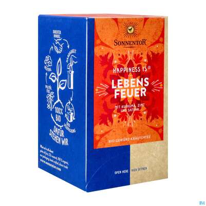 Sie sehen eine Packung Sonnentor Tee/bio Happiness Is Tee Lebensfeuer 02583 18st, Produktbild: 04 Sonnentor Tee/bio Happiness Is Tee Lebensfeuer 02583 18st, A-Nr.: 4803078 - 04