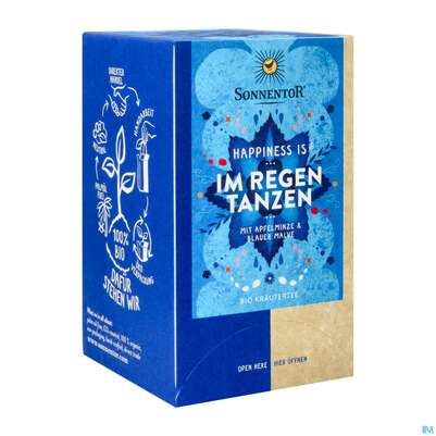 Sie sehen eine Packung Sonnentor Tee/bio Happiness Is Tee Regentanz 02312 18st, Produktbild: 02 Sonnentor Tee/bio Happiness Is Tee Regentanz 02312 18st, A-Nr.: 5683736 - 02