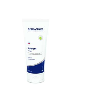 Sie sehen eine Packung Dermasence Polaneth Lotion 200ml, Produktbild: 01 Dermasence Polaneth Lotion 200ml, A-Nr.: 2950160 - 01