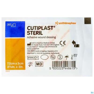 Sie sehen eine Packung Wundverband Cutiplast Steril 5x 7,2cm 1478 1st, Produktbild: 01 Wundverband Cutiplast Steril 5x 7,2cm 1478 1st, A-Nr.: 1230653 - 01