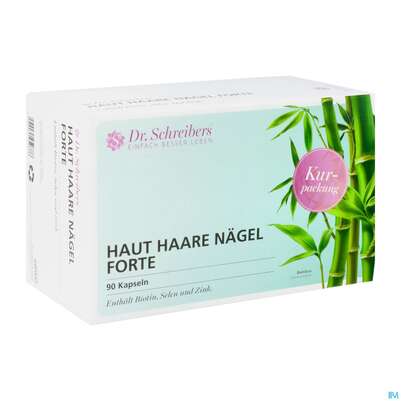Sie sehen eine Packung Haut+haare+naegel Kapseln Forte Dr.schreibers 90st, Produktbild: 02 Haut+haare+naegel Kapseln Forte Dr.schreibers 90st, A-Nr.: 5442211 - 02