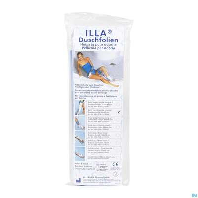 Sie sehen eine Packung Duschschutz Illa +klebeverschluss Bein/kurz 5st, Produktbild: 03 Duschschutz Illa +klebeverschluss Bein/kurz 5st, A-Nr.: 2203859 - 03