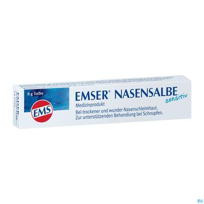 Sie sehen eine Packung Nasen Salbe Sensitiv Emser 8g, Produktbild: 02 Nasen Salbe Sensitiv Emser 8g, A-Nr.: 2973764 - 02