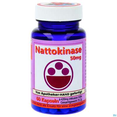 Sie sehen eine Packung Nattokinase Kapseln 50mg 60st, Produktbild: 01 Nattokinase Kapseln 50mg 60st, A-Nr.: 4345003 - 01