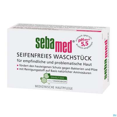 Sie sehen eine Packung Sebamed/sebapharma Waschstueck Seifenfrei 100g, Produktbild: 02 Sebamed/sebapharma Waschstueck Seifenfrei 100g, A-Nr.: 0546934 - 02