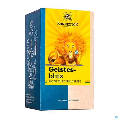 Sie sehen eine Packung Sonnentor Tee/bio Geistesblitz 02316 18st, Produktbild: 01 Sonnentor Tee/bio Geistesblitz 02316 18st, A-Nr.: 5742338 - 01