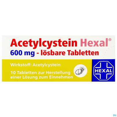 Acetylcystein-hexal Lösbare Tabl 600mg 10st, A-Nr.: 3771689 - 01