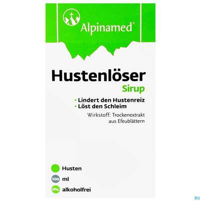 Sie sehen eine Packung Alpinamed Hustenloeser Sirup 100ml, Produktbild: 01 Alpinamed Hustenloeser Sirup 100ml, A-Nr.: 3519406 - 01