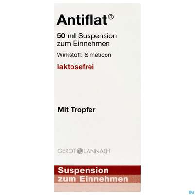 Sie sehen eine Packung Antiflat Tropfen 50ml, Produktbild: 01 Antiflat Tropfen 50ml, A-Nr.: 2462443 - 01