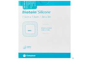 Schaumverband Biatain/steril Silikonhaftrand 7,5x7,5cm 3434 10st, A-Nr.: 3813407 - 01