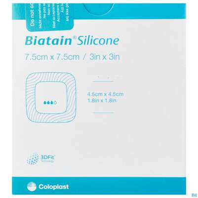 Schaumverband Biatain/steril Silikonhaftrand 7,5x7,5cm 3434 10st, A-Nr.: 3813407 - 01
