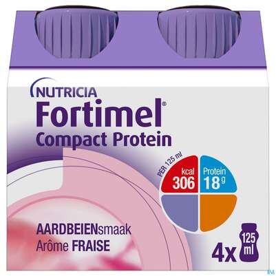 Fortimel/compact/protein 125ml Vitalflasche Erdbeere 4st, A-Nr.: 3948662 - 02