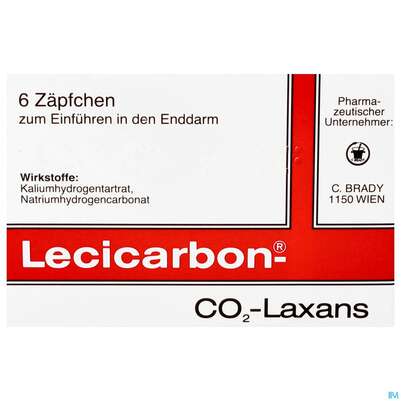 Sie sehen eine Packung Lecicarbon Zaepfchen 6st, Produktbild: 01 Lecicarbon Zaepfchen 6st, A-Nr.: 0031294 - 01