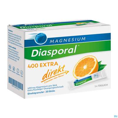 Sie sehen eine Packung Magnesium Diasporal/400 Extra Direkt Direktgranulat 20st, Produktbild: 04 Magnesium Diasporal/400 Extra Direkt Direktgranulat 20st, A-Nr.: 3870836 - 04