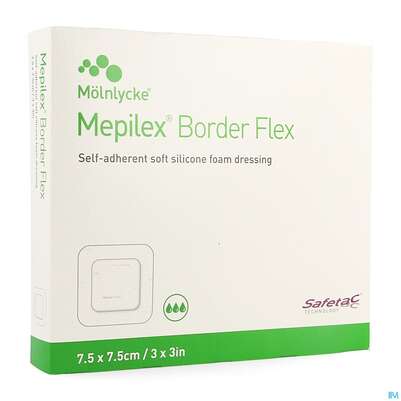 Sie sehen eine Packung Schaumverband Mepilex/flexibel Border 7,5x 7,5cm 10st, Produktbild: 05 Schaumverband Mepilex/flexibel Border 7,5x 7,5cm 10st, A-Nr.: 4802268 - 05