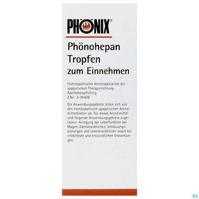 Sie sehen eine Packung Phoenix Tropfen Phoenohepan 50ml, Produktbild: 01 Phoenix Tropfen Phoenohepan 50ml, A-Nr.: 2374130 - 01