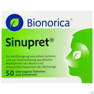 Sie sehen eine Packung Sinupret Drag 50st, Produktbild: 01 Sinupret Drag 50st, A-Nr.: 1343446 - 01