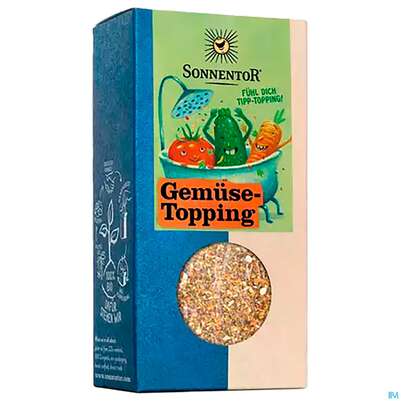 Sie sehen eine Packung Sonnentor Gewuerzzubereitung Bio Gemuesetopping Packung 00693 45g, Produktbild: 01 Sonnentor Gewuerzzubereitung Bio Gemuesetopping Packung 00693 45g, A-Nr.: 5636317 - 01