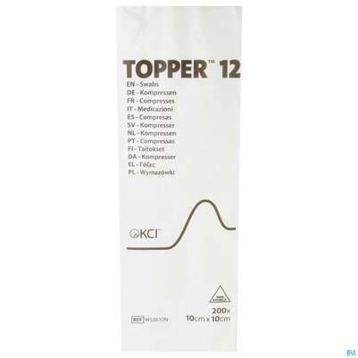 Sie sehen eine Packung Kompressen Topper/12 Unsteril Nr 53610 10x10cm 200st, Produktbild: 01 Kompressen Topper/12 Unsteril Nr 53610 10x10cm 200st, A-Nr.: 1382162 - 01