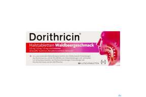 Dorithricin Halstabl Lutschtabl 0,5mg/1,0mg/1,5mg Waldbeergeschmack 20st, A-Nr.: 4962747 - 01