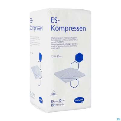 Sie sehen eine Packung Mullkompressen-es Hartmann/unsteril 16fach 17faedig 10x 10cm 100st, Produktbild: 02 Mullkompressen-es Hartmann/unsteril 16fach 17faedig 10x 10cm 100st, A-Nr.: 0863362 - 02