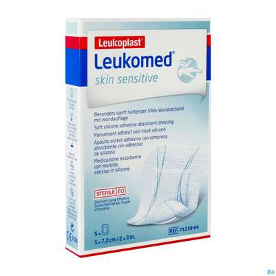 Wundverband Leukomed/skin Sensitive Vliesverband +auflage Steril 5x 7,2cm 5st, A-Nr.: 5608999 - 04
