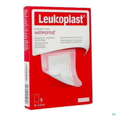 Sie sehen eine Packung Wundverband Leukomed/t Plus/leukopor Folienverband/+auflage Steril 8x10cm 5st, Produktbild: 04 Wundverband Leukomed/t Plus/leukopor Folienverband/+auflage Steril 8x10cm 5st, A-Nr.: 4746713 - 04