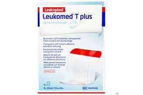 Wundverband Leukomed T Plus/skin Sensitiv Folienverband +auflage Steril 8x10xcm 5st, A-Nr.: 5267624 - 01