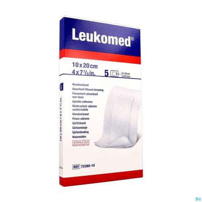 Sie sehen eine Packung Wundverband Leukomed/steril Verklebungsschutz 10x20cm 5st, Produktbild: 04 Wundverband Leukomed/steril Verklebungsschutz 10x20cm 5st, A-Nr.: 3896882 - 04