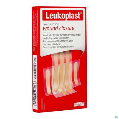 Sie sehen eine Packung Wundverband Wundnahtstreifen/steril Leukoplast Hautfarbe Closure Strip 2gr 9st, Produktbild: 02 Wundverband Wundnahtstreifen/steril Leukoplast Hautfarbe Closure Strip 2gr 9st, A-Nr.: 4746736 - 02