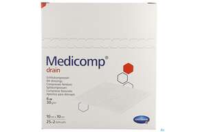 Kompressen Medicomp/drain Vliesstoff/schlitzkompr. 6f Steril 10x10cm 25x2 50st, A-Nr.: 1652130 - 01