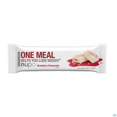 Sie sehen eine Packung Nupo Lebenswert Onemeal/bar Strawberry 60g, Produktbild: 02 Nupo Lebenswert Onemeal/bar Strawberry 60g, A-Nr.: 5739106 - 02