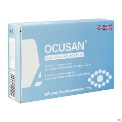 Sie sehen eine Packung Augentropfen Ocusan 0,5ml 20st, Produktbild: 02 Augentropfen Ocusan 0,5ml 20st, A-Nr.: 3662807 - 02