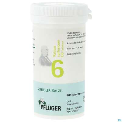 Sie sehen eine Packung Schuess 6 Kal Sulf D 6 Pflu 100g, Produktbild: 01 Schuess 6 Kal Sulf D 6 Pflu 100g, A-Nr.: 3703297 - 01
