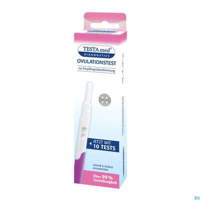 Sie sehen eine Packung Ovulationstest Testamed 10st, Produktbild: 02 Ovulationstest Testamed 10st, A-Nr.: 5441275 - 02