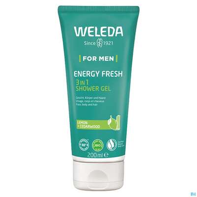 Sie sehen eine Packung Weleda For Men 3in1 Shower Gel Energy Fresh 200ml, Produktbild: 03 Weleda For Men 3in1 Shower Gel Energy Fresh 200ml, A-Nr.: 5740032 - 03